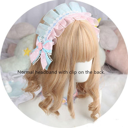 Manmeng - Pink and Blue Sweet Lolita Bow Headwear
