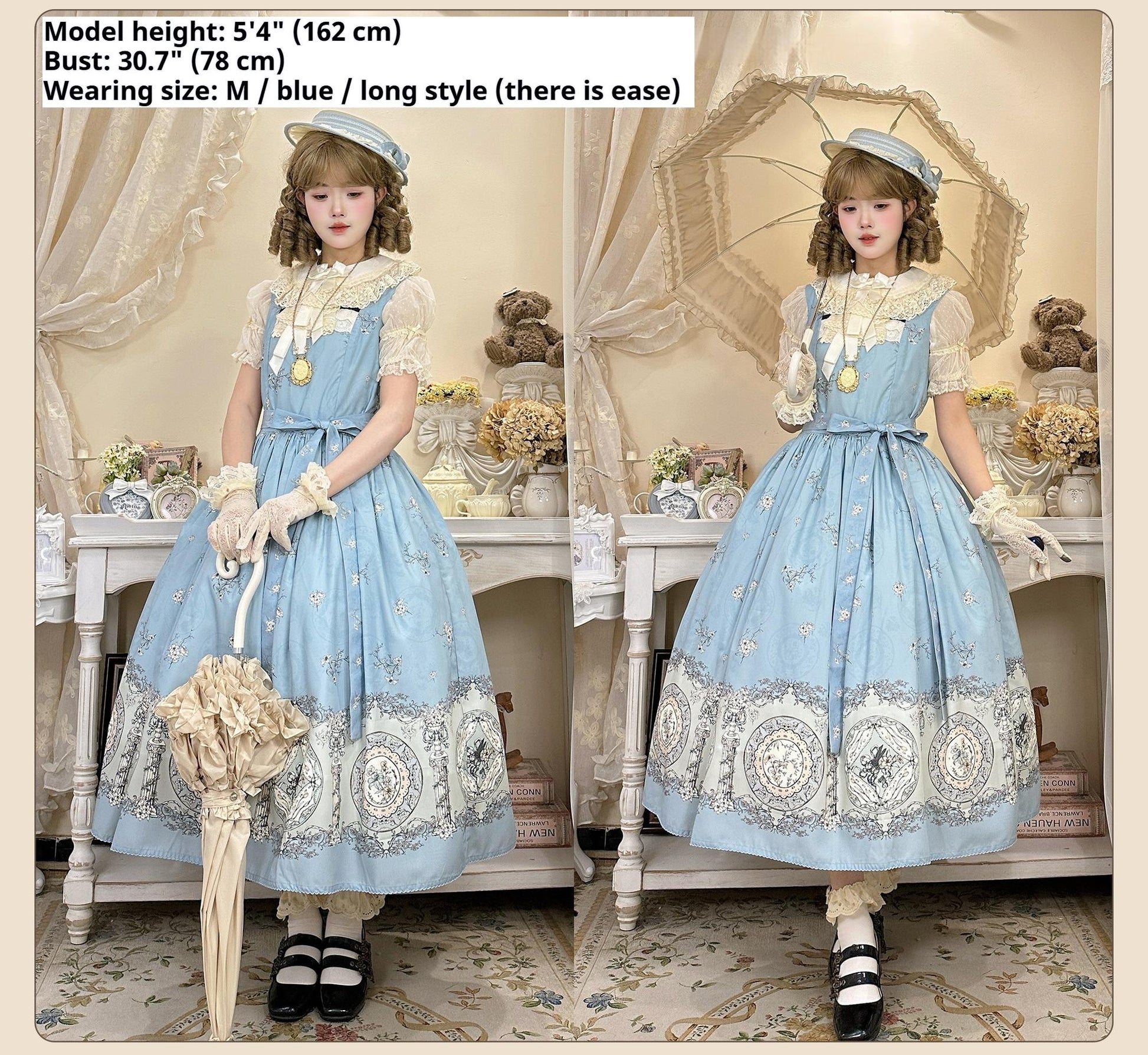 DreamWhale - Small Porcelain Plate - Classic Lolita JSK Printed Dress