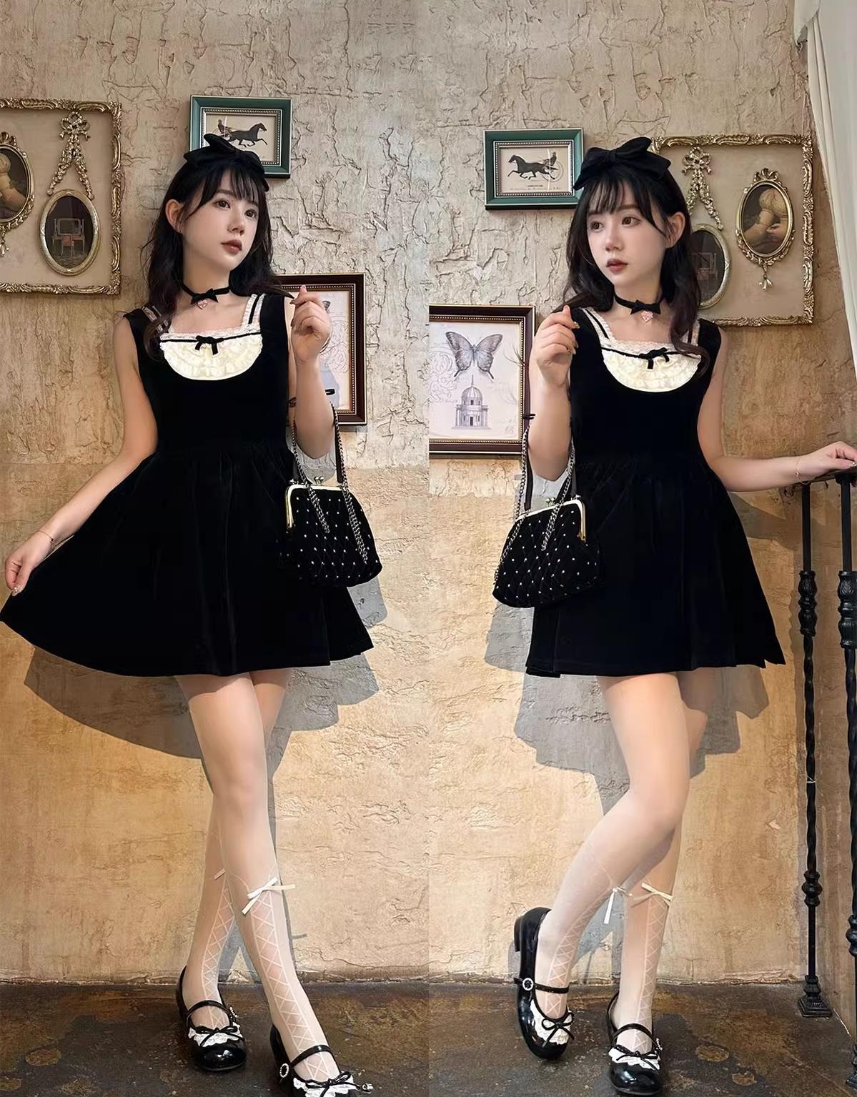Sheep Puff - Young Layla - Vintage Lolita Shoes Low Heel Butterfly Shoes