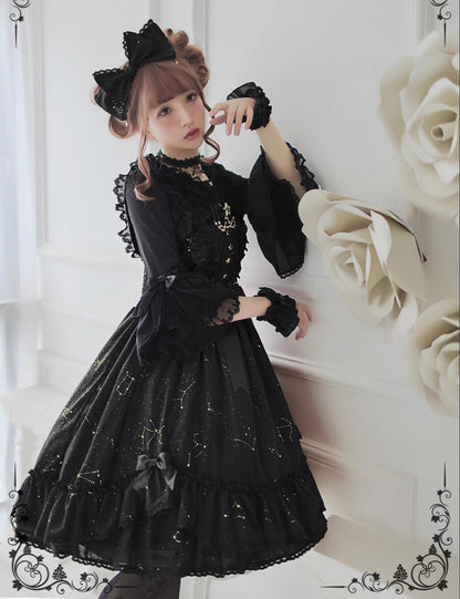 Sakuya Lolita - Whisper Of Stars - Constellation Foil Printing Elegant Lolita High Waist JSK Dress