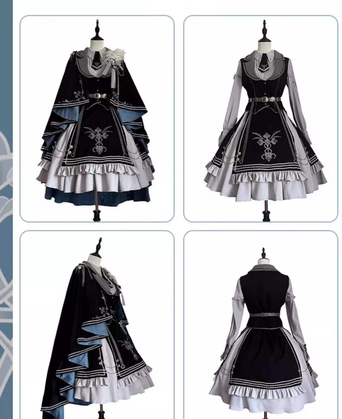 CHUNLV LOLITA - Dark Night Contract - Blue Military Lolita Dress Suit Skirt Elegant OP Cape