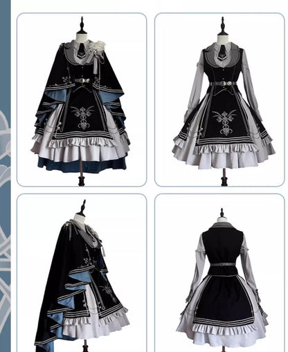 CHUNLV LOLITA - Dark Night Contract - Blue Military Lolita Dress Suit Skirt Elegant OP Cape