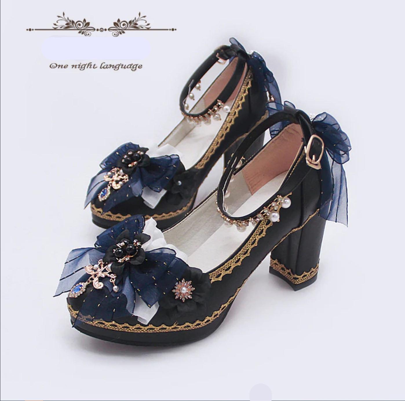 One Night - Bright PU Wedding Lolita Thick High Heels