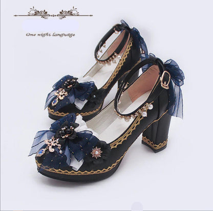 One Night - Bright PU Wedding Lolita Thick High Heels