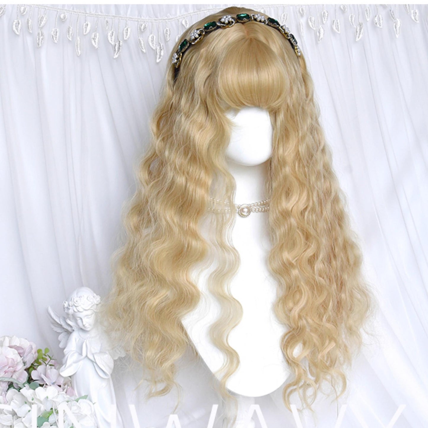 Sinwavy - Black Gold Girl - Elegant Lolita Wig Golden Long Curly Hair
