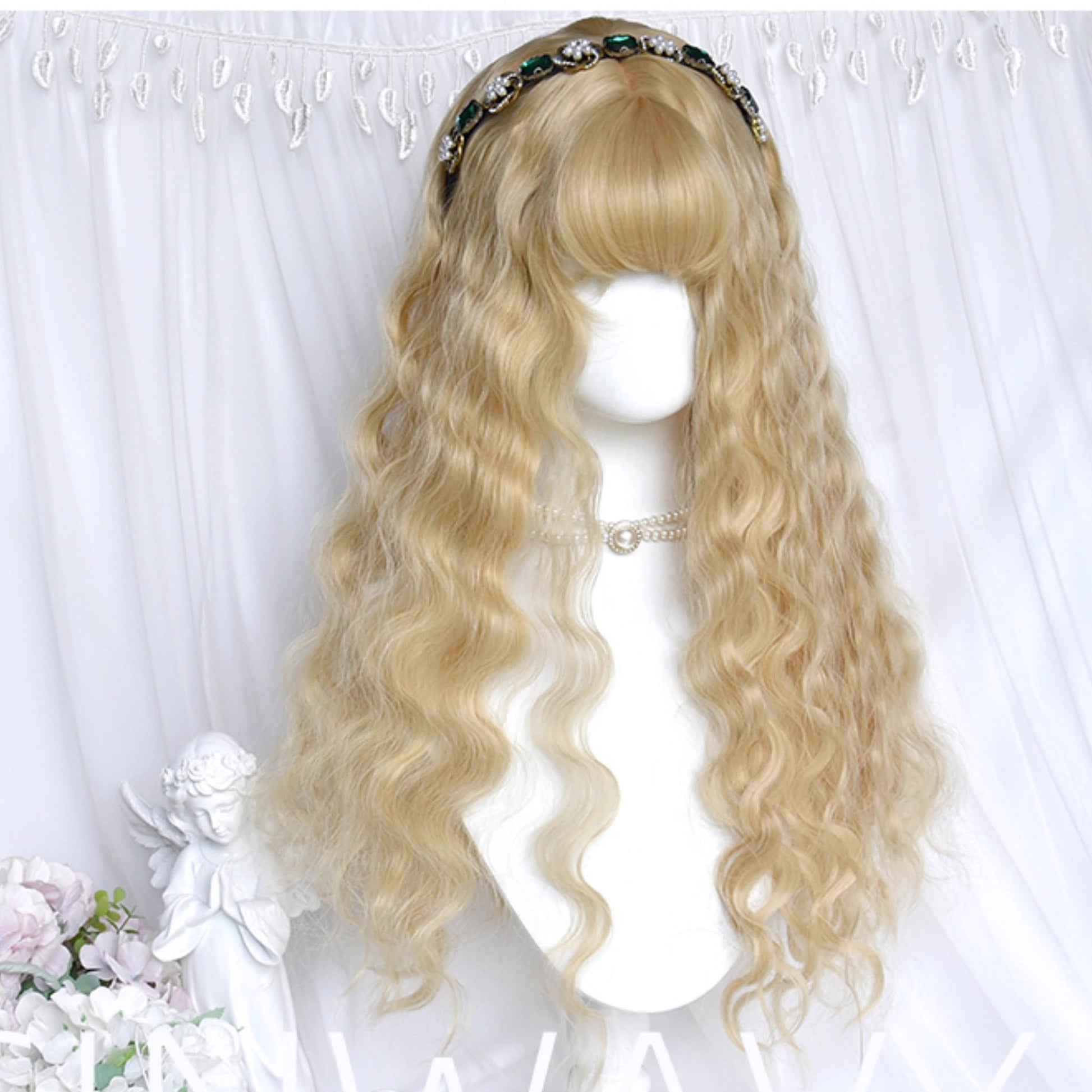 Sinwavy - Black Gold Girl - Elegant Lolita Wig Golden Long Curly Hair