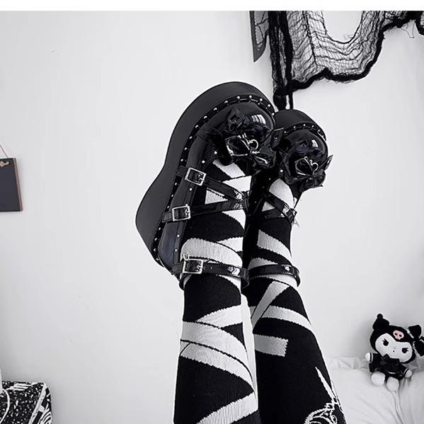 Bondora - Devil Cross - Punk Lolita Shoes Cross High Platforms Shoes