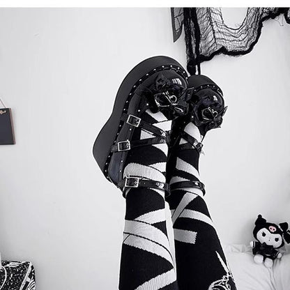 Bondora - Devil Cross - Punk Lolita Shoes Cross High Platforms Shoes