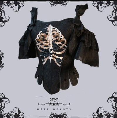 Lingxi Lolita - Bone island Gothic Lolita Corset Goth Blouse Skirt Set