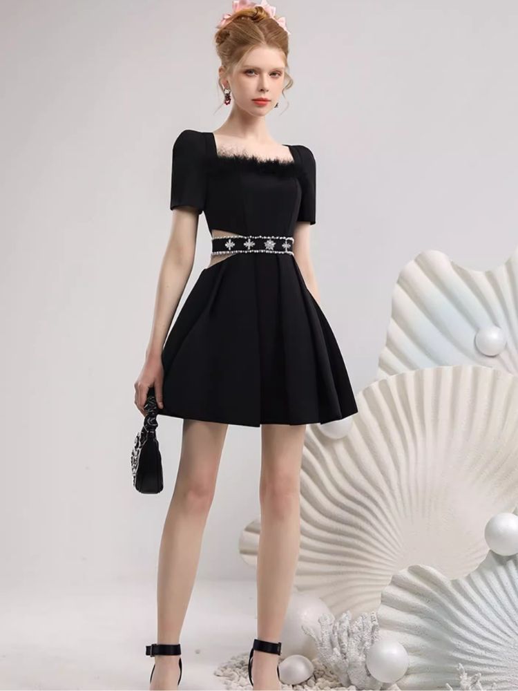 Elegant Feather Diamond Chain Dress【s0000007279】