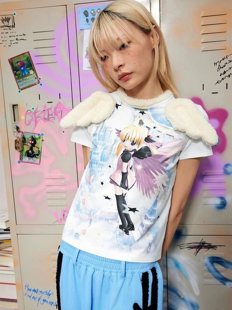 Angel Print Wings T-Shirt【s0000003158】