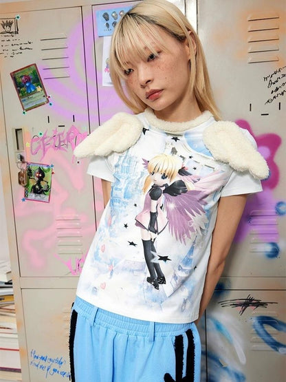 Angel Print Wings T-Shirt【s0000003158】