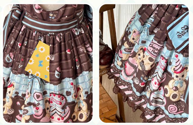 Sweet Dream Sheep - Chocolate Bear - Sweet Lolita Salopette High Waist Dress