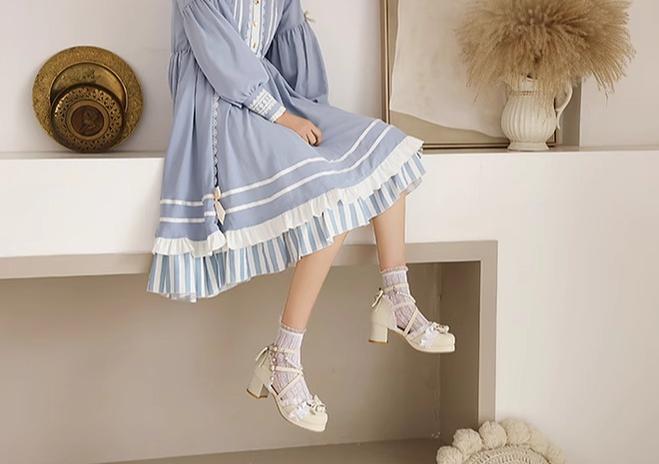 Yana - Chinese Style Yana - Plus size Qi Lolita Shoes Bow Pearl Lolita Sandal