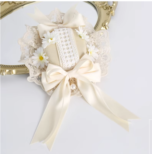 Xiaogui - Sweet Lolita Ivory Lace bow Hair Accessories