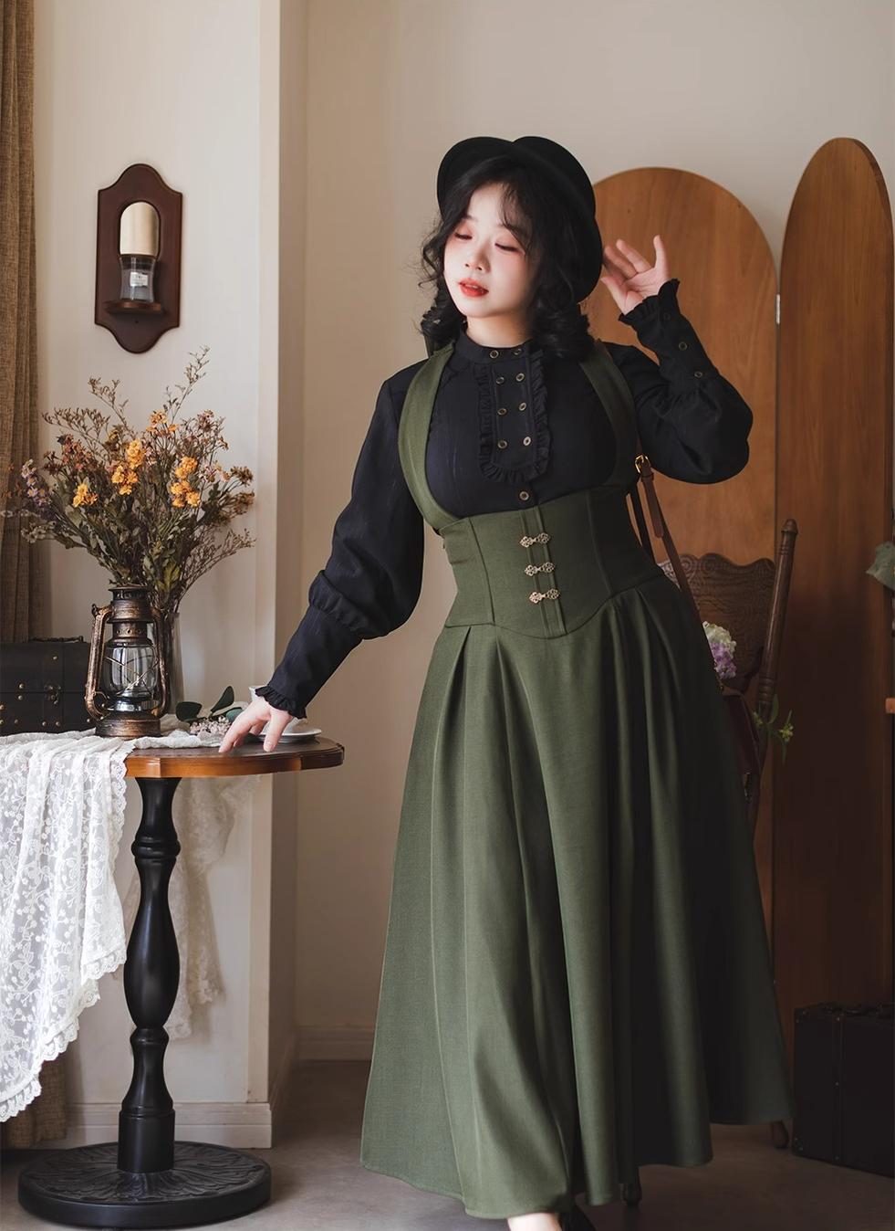 Forest Wardrobe - Vintage Lolita Fishbone Halter SK, Autumn Jacket