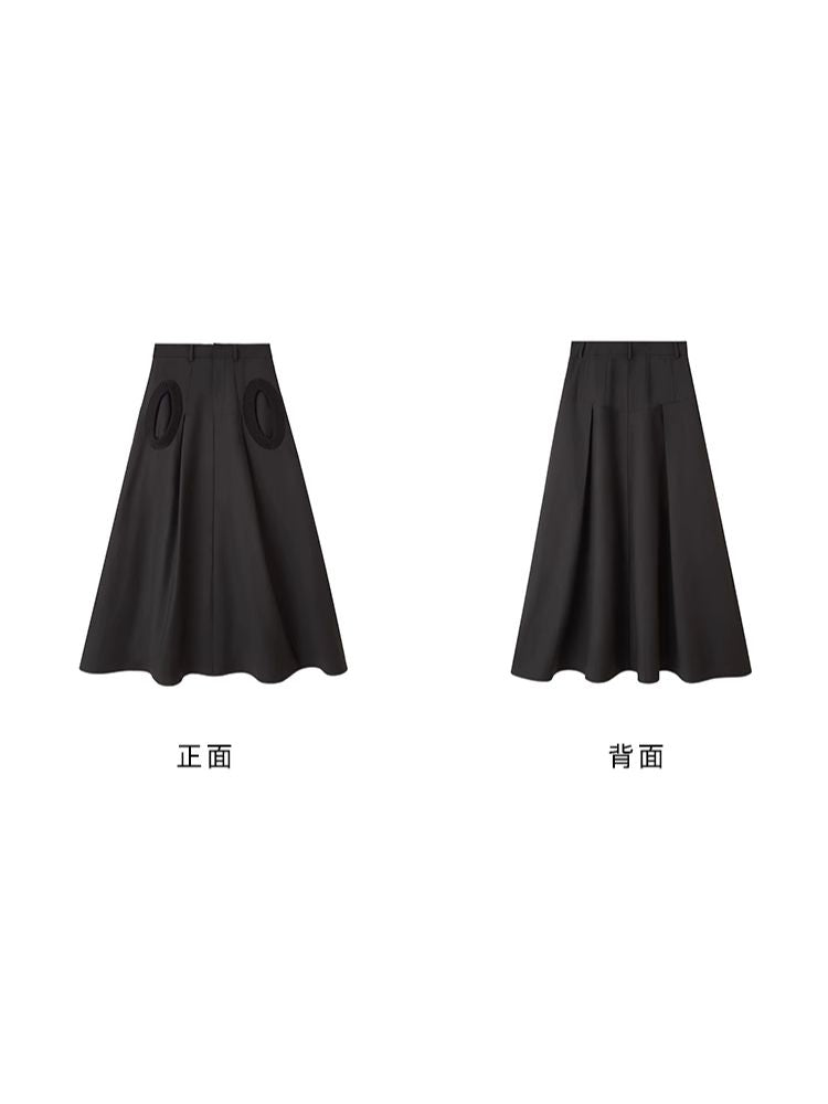 Circle pocket plain A-line skirt【s0000003965】