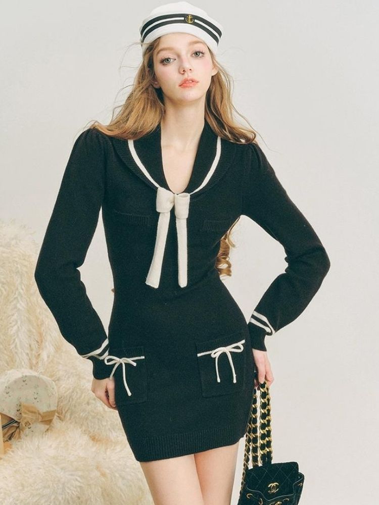 Sailor Knit Dress【s0000004609】