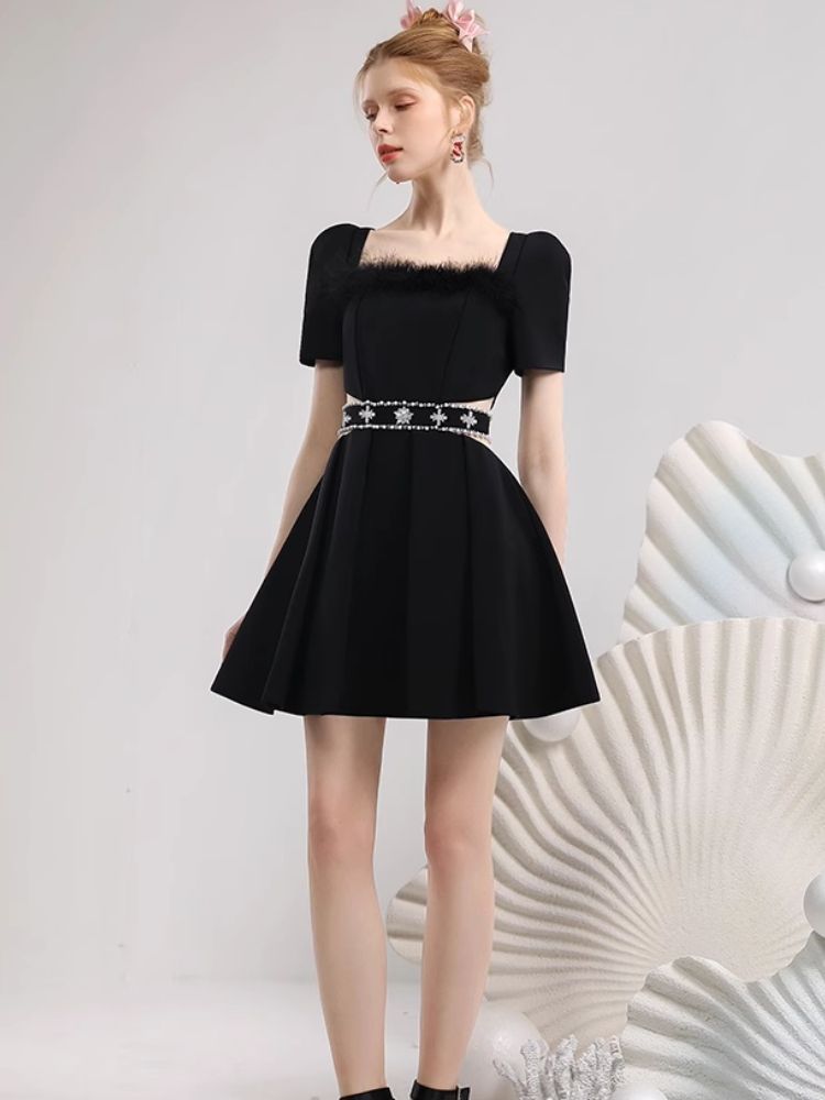 Elegant Feather Diamond Chain Dress【s0000007279】