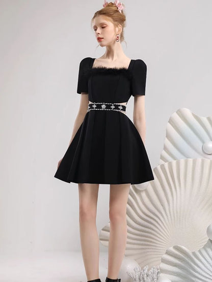 Elegant Feather Diamond Chain Dress【s0000007279】