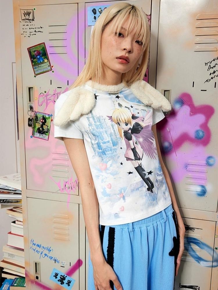 Angel Print Wings T-Shirt【s0000003158】