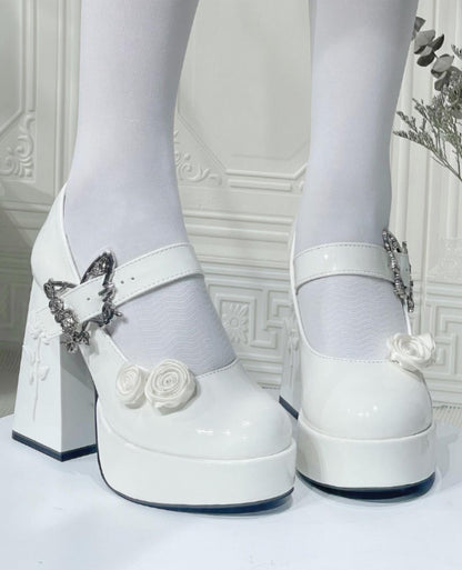 Dreamland - Cyclic Wonders - Elegant Lolita High Platform Shoes with Butterfly and Rose Details