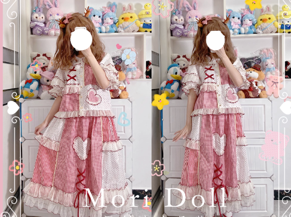 Mori Doll - Peach Tea - Sweet Lolita Dot and Stripe Print Skirt Multicolors