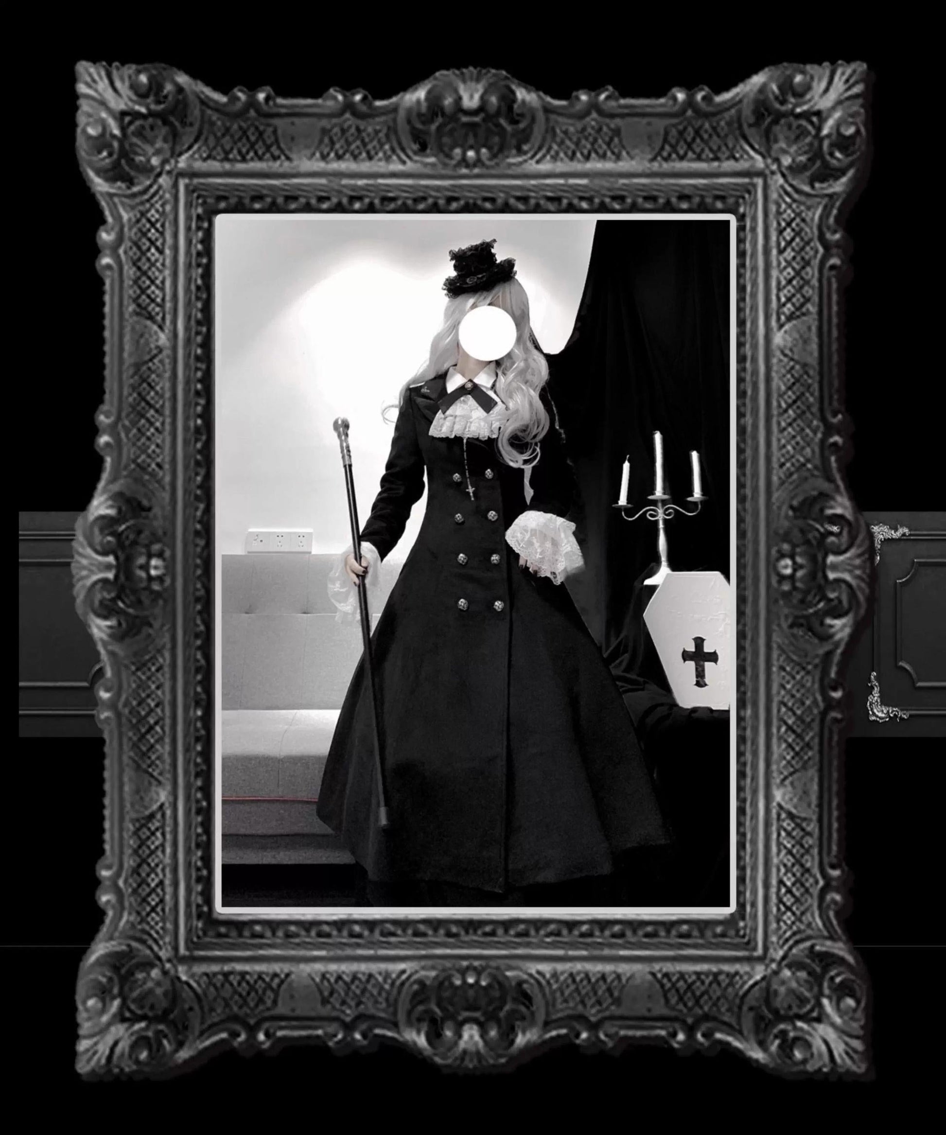 Nightingale Girl - Downfall Dawn - Gothic Lolita Black Double-Breasted Coat