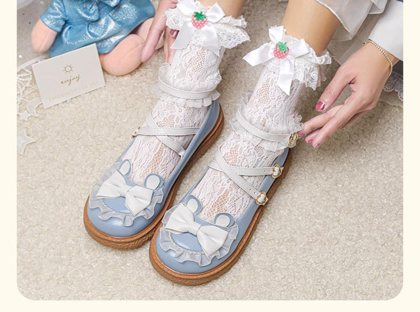 Yana - Sweet Bunny - Sweet Lolita Flat Shoes with Ear and Bow Decorations