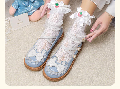 Yana - Sweet Bunny - Sweet Lolita Flat Shoes with Ear and Bow Decorations