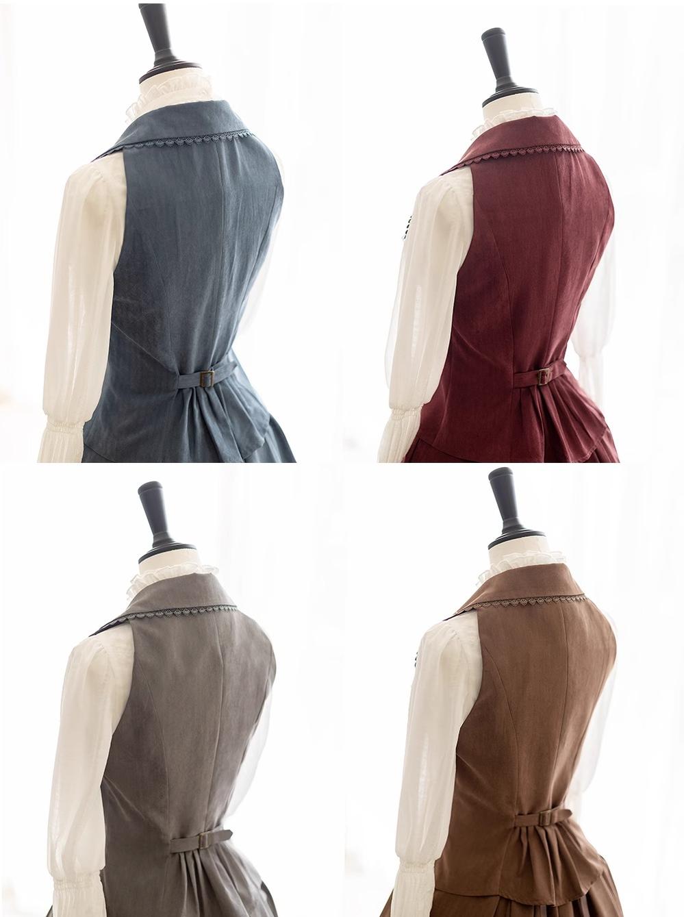 Forest Wardrobe - Misty Forest - Elegant Vintage Fishbone Lolita Long Skirt & Vest