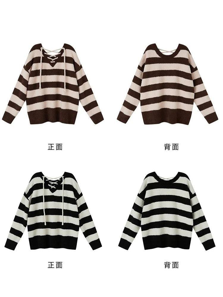 Pullover V-neck long-sleeved knitted【s0000003285】