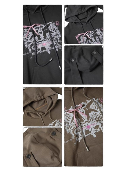 Rabbit Ears Hooded Printed Sweatshirt【s0000005747】