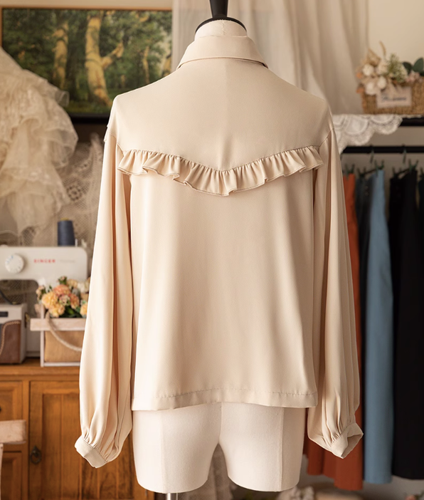 Forest Wardrobe - Forest Basket - Elegant Lolita Blouse, Vintage Bow Tie