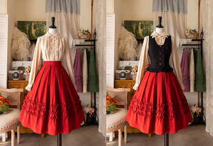 Forest Wardrobe - Forest Basket - Elegant Lolita Skirt Mushroom Edge Skirt Retro Classic