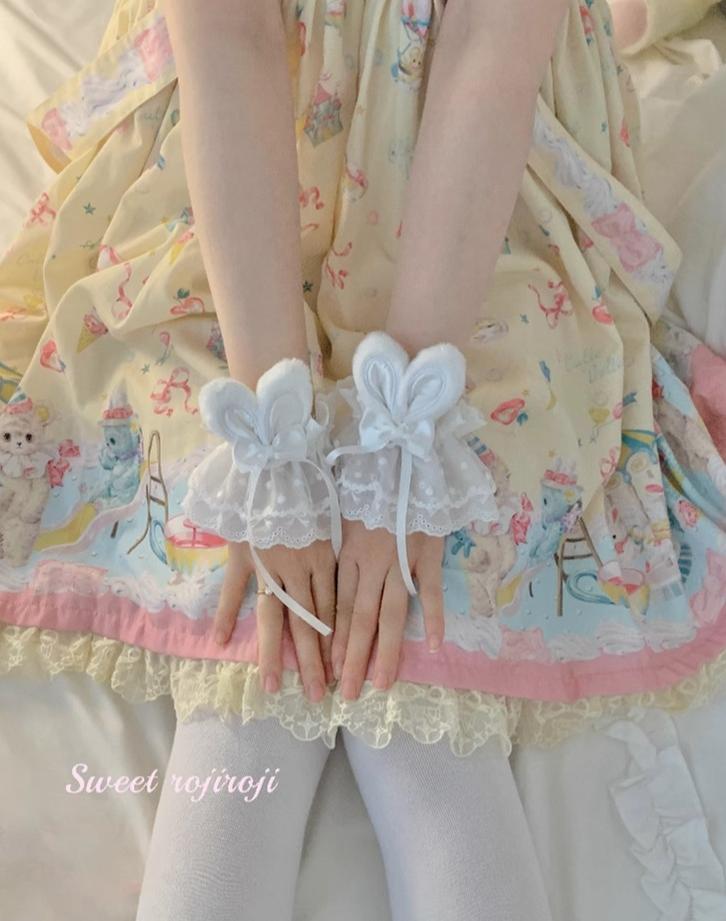 Roji roji - Cute Lolita Bunny Ears Cuffs Lace Summer Butterfly Hand Sleeves