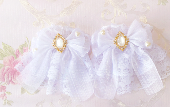 Sakura Home - Sweet Lolita Handmade Lace Bows Cuffs