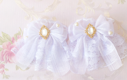 Sakura Home - Sweet Lolita Handmade Lace Bows Cuffs