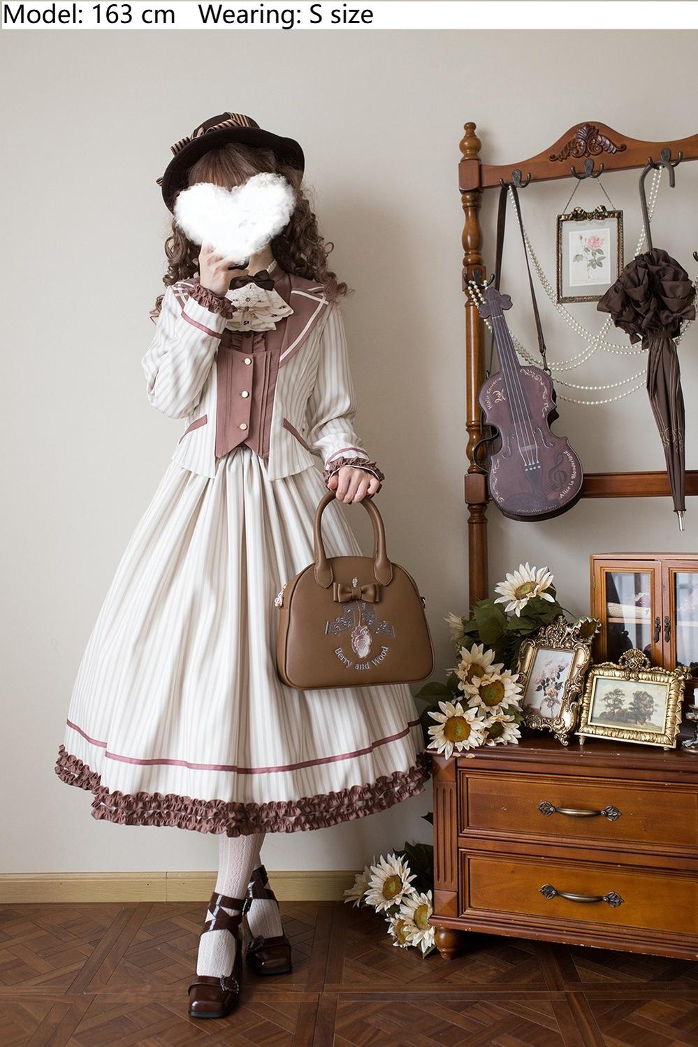 Miss Point - Classical Chocolate - Classic Lolita Jacket Elegant Striped Short Outwear