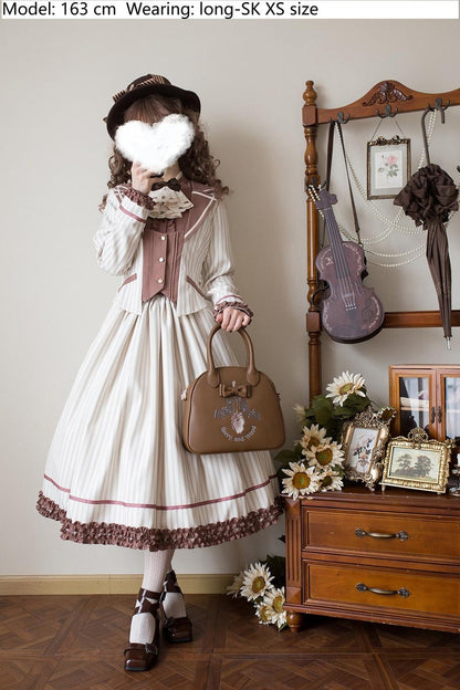 Miss Point - Classical Chocolate - Classic Lolita Skirt Elegant Striped SK