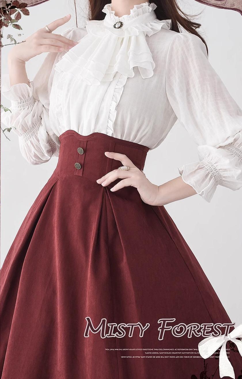 Forest Wardrobe - Misty Forest - Elegant Vintage Fishbone Lolita Long Skirt & Vest