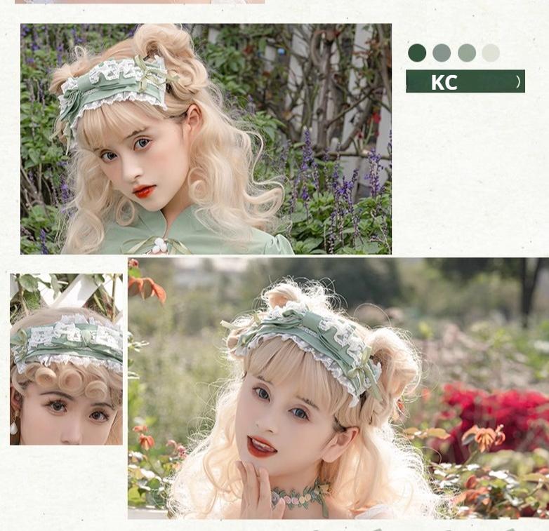 Daydream Whisper - Toting Basil - Wedding Lolita Dress Accessories Bolero Necklace Cuffs Side Clip