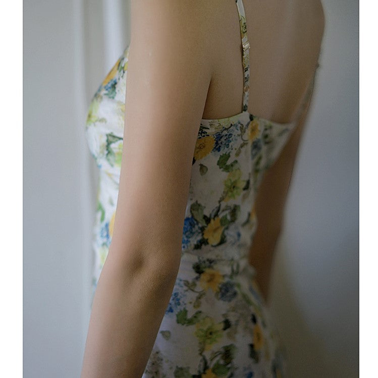 watercolor flower camisole dress