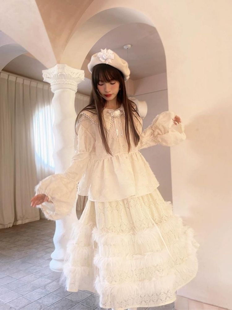 Lace Delicate Missy Long Half Skirt【s0000004906】