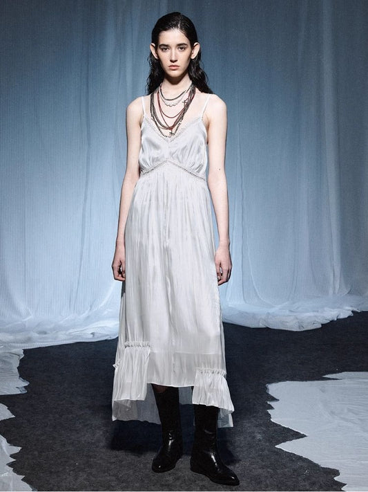 Lace Patchwork Halter Elegant Long Dress【s0000007925】