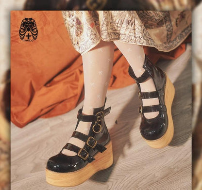 MODO - Retro Lolita Platform Shoes Round Toe Thick Sole