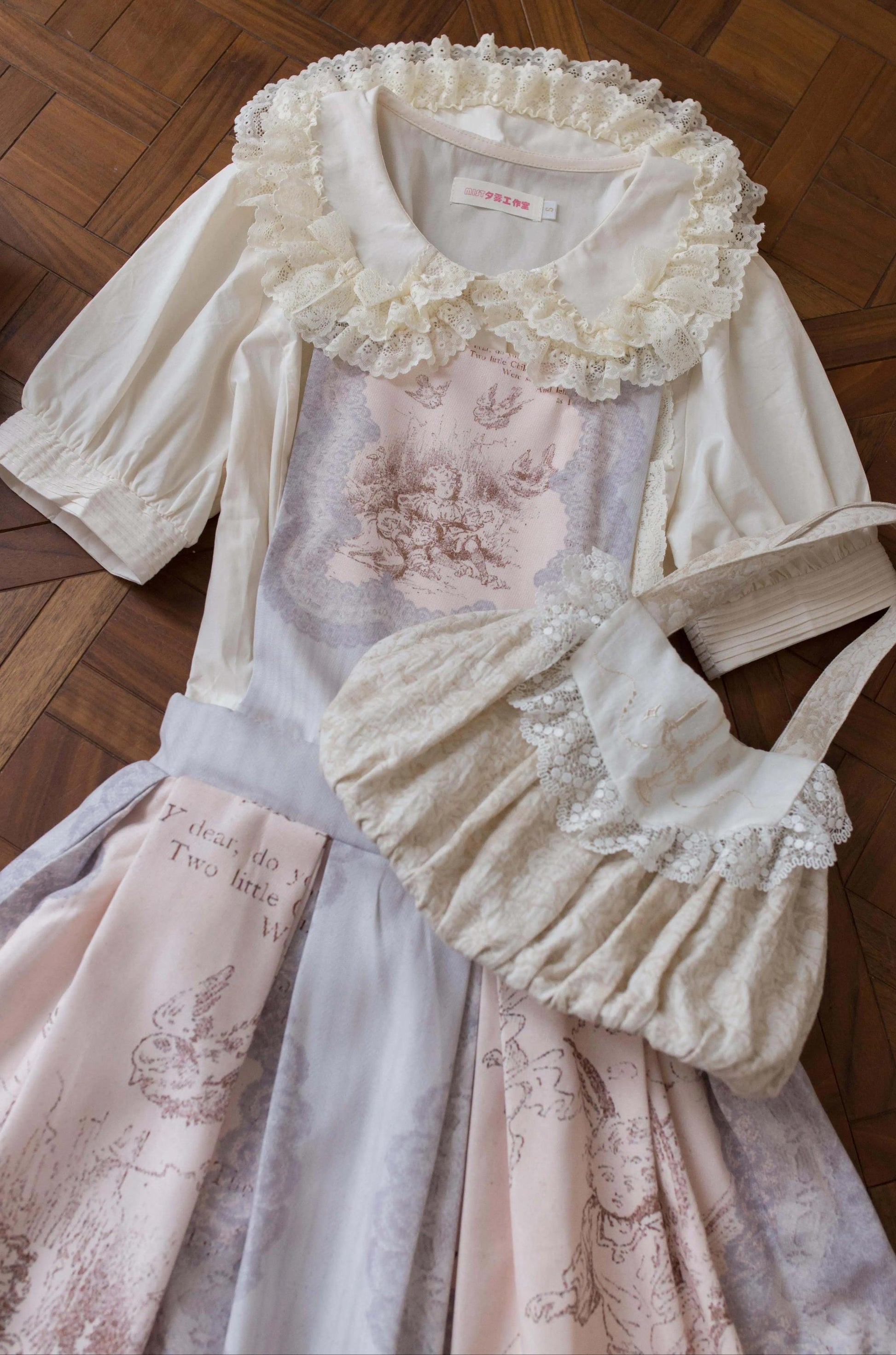 MIST - Semi-sweet Milk Cake - Sweet Lolita Short Sleeve Blouse with Lace Peter Pan Collar