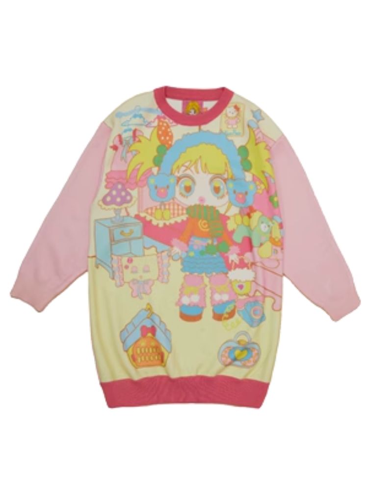 Pink American Girl Knitted Long Sweater【s0000004927】