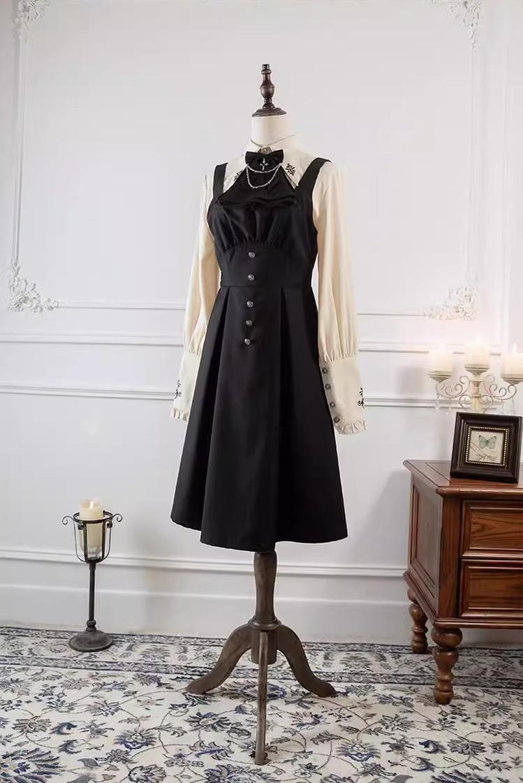 CastleToo - Night Raven Magic - Ouji Lolita Dress Set, Suspender Shorts & Cape
