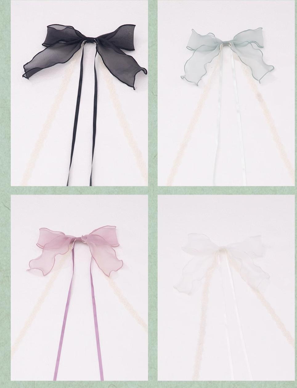 ZJstory - Sonnet Summer - Sweet Lolita Accessory Set Bow KC Hairband Waist Tie